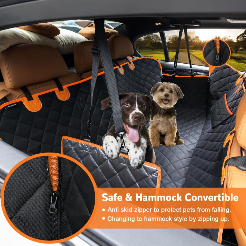 URPOWER Dog Car Seat Cover for Pets 100% Waterproof Hammock 600D Heavy Duty Scratch Proof Nonslip Durable Soft Pet Back Seat Covers for Cars Trucks and SUVs - Image 2